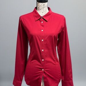 Talbots Petite Haberdashery Cotton Blend Crimson Button Dress Shirt NWT Sz 16P